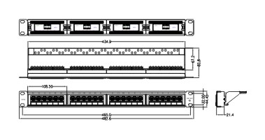 UTP Cat.5e Patch Panel 24Port 110IDC with back bar Copper System Patch